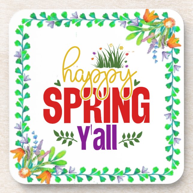 Happy Spring Y’all-90996 Getränkeuntersetzer (Vorderseite)