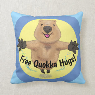 Happy Springen Quokka Cartoon Illustration Kissen
