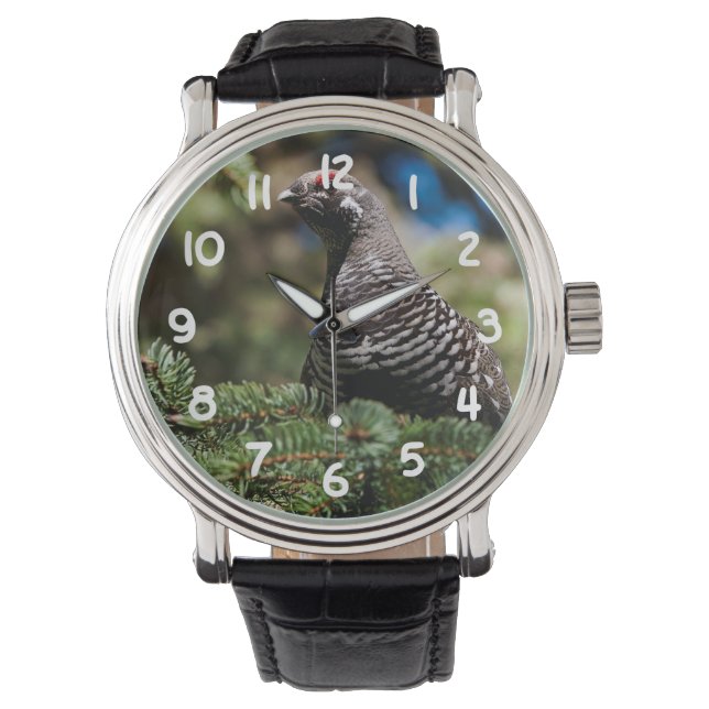Happy Spruce Grouse Armbanduhr (Vorderseite)