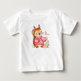 Happy Squirrel With Pink Sweater Hold A Heart Baby T-shirt