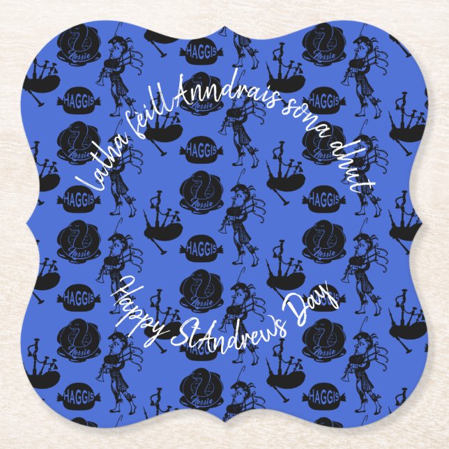 Happy St Andrew Day Haggis Bagpipe Nessie Bracket Untersetzer (Vorderseite)