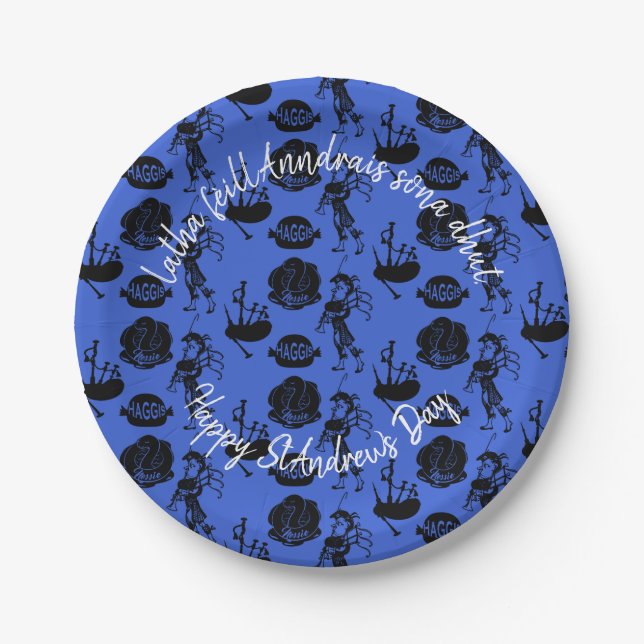 Happy St Andrew Day Haggis Bagpipe Nessie Small 7" Pappteller (Vorderseite)