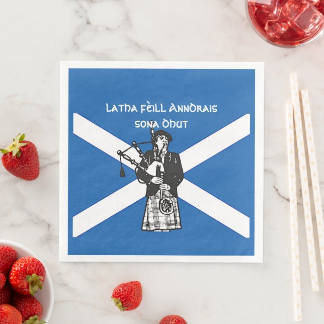 Happy St Andrews Day Flag Bagpiper Serviette (Beispiel)