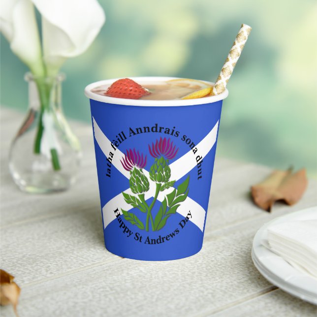 Happy St Andrews Day Flag Thistle Large Pappbecher (In Situ)
