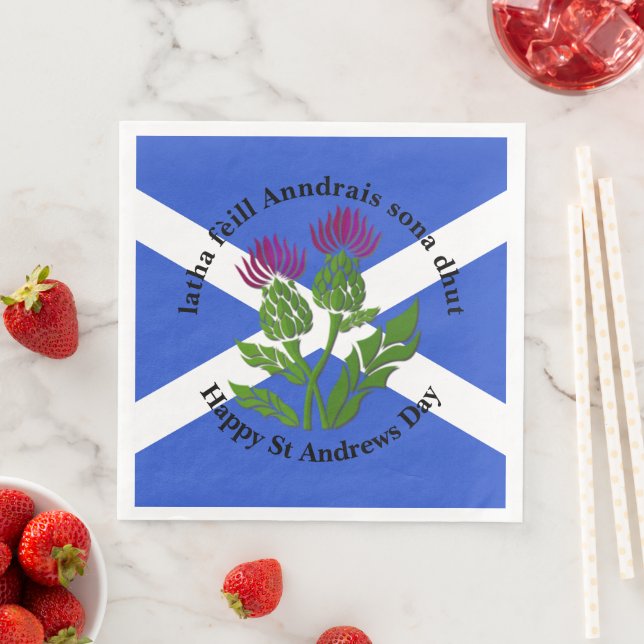 Happy St Andrews Day Flag Thistle Serviette (Beispiel)