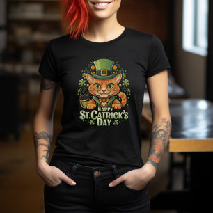 "Happy St. Catrick's Day" Cat Leprechaun T-Shirt