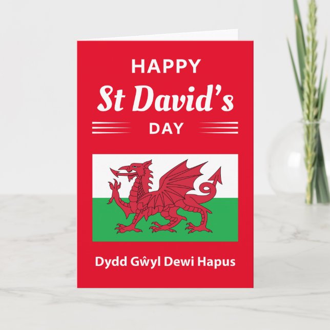 Happy St David's Day Dydd GÆDewi Hapus 2 Karte (Vorderseite)