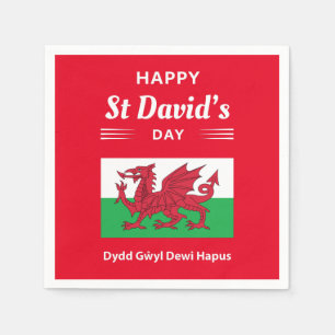 Happy St David's Day Dydd GÆDewi Hapus 2 Serviette