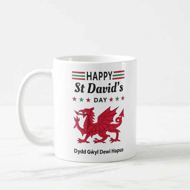 Happy St David's Day Dydd GÆDewi Hapus 5 Kaffeetasse (Links)