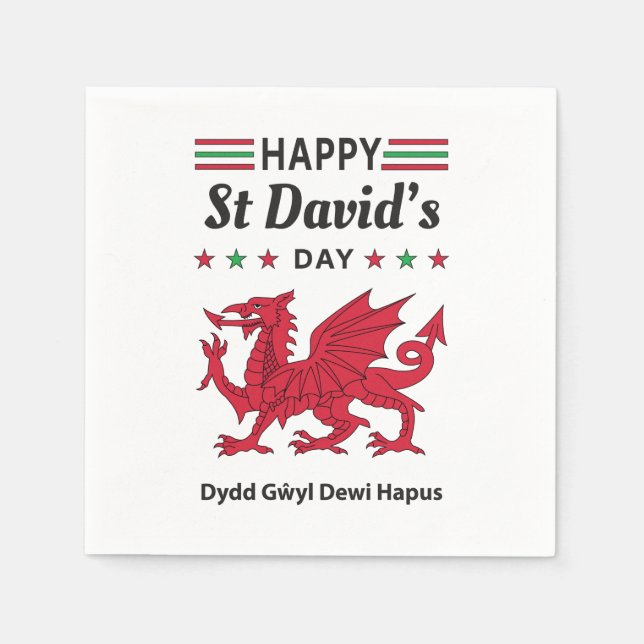 Happy St David's Day Dydd GÆDewi Hapus 5 Serviette (Vorderseite)