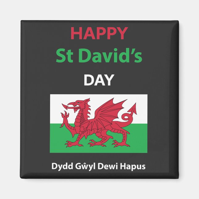 Happy St David's Day Dydd GÆDewi Hapus Magnet (Vorne)