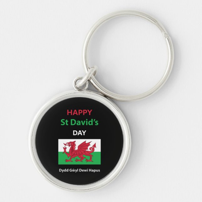 Happy St David's Day Dydd GÆDewi Hapus Schlüsselanhänger (Vorne)