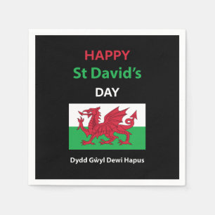 Happy St David's Day Dydd GÆDewi Hapus Serviette
