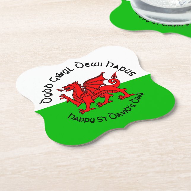 Happy St Davids Day im keltischen Stil Untersetzer (angewinkelt)