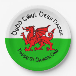 Happy St Davids Day in Celtic Style 9" Pappteller