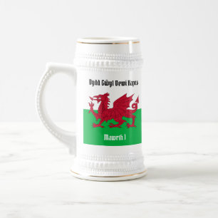 Happy St. David's Day Red Dragon Welsh Flag Bierglas