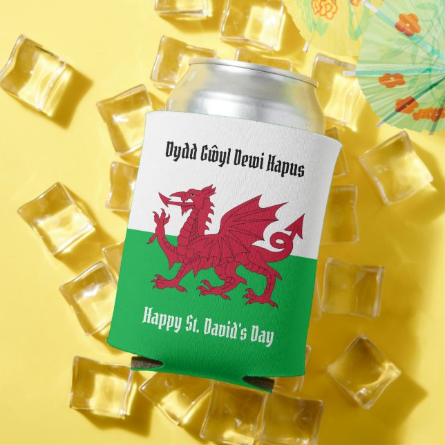 Happy St. David's Day Red Dragon Welsh Flag Dosenkühler (In Situ Sommer)