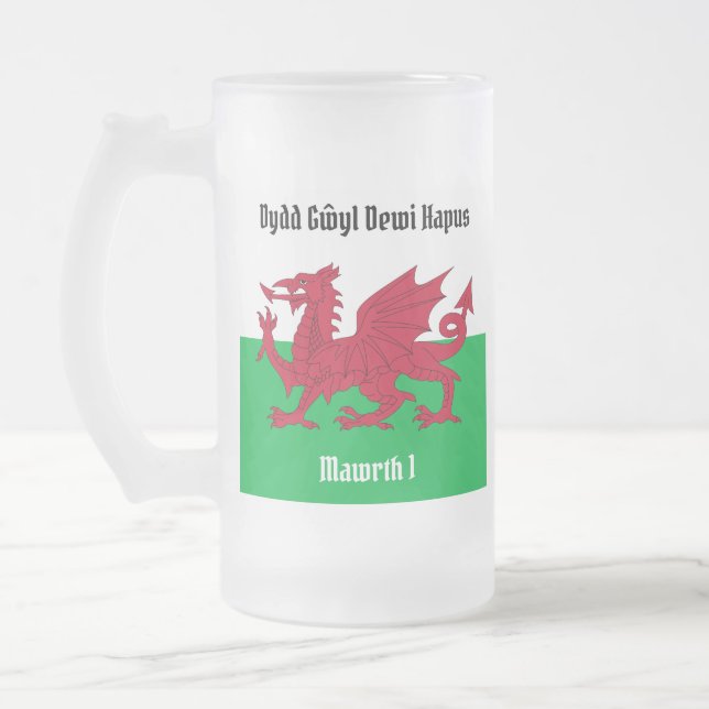 Happy St. David's Day Red Dragon Welsh Flag Mattglas Bierglas (Links)