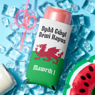 Happy St. David's Day Red Dragon Welsh Flag Selters Dosenkühler