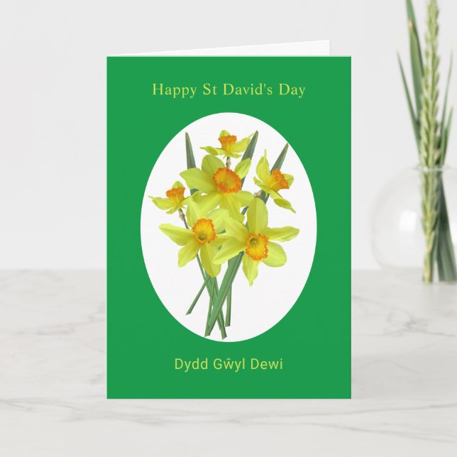 Happy St David's Day Welsh Daffodils Karte (Vorderseite)