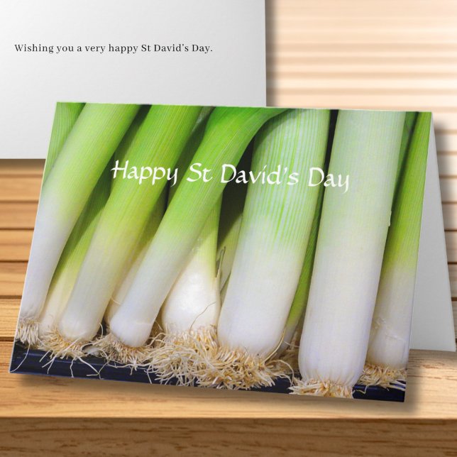 Happy St David's Day Welsh Leeks Personalized Karte (All text is editable and can be amended as required)