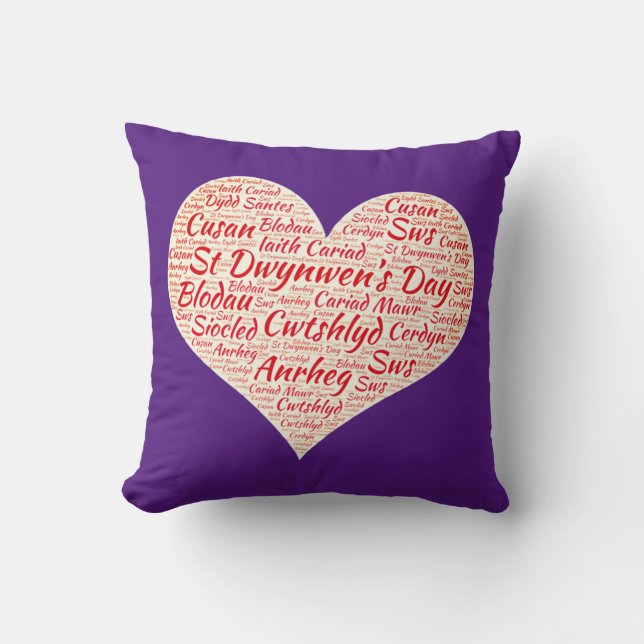 Happy St Dwynwens Day - Heart Word Cloud Kissen (Vorderseite)