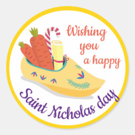 Happy St. Nicholas Day Gruß, Sinterklaas eve Runder Aufkleber