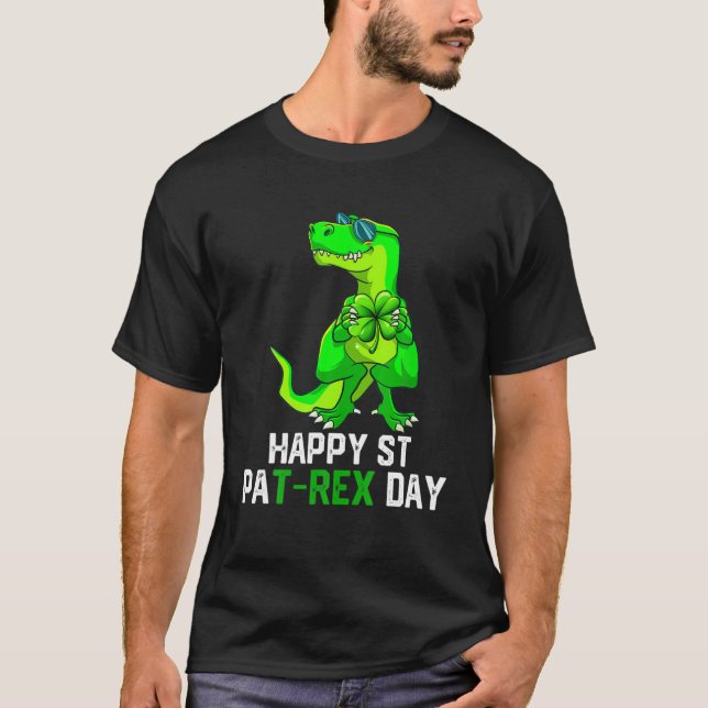 Happy St Pat Rex Patrick's Day Funny Dinosaur Boys T-Shirt (Vorderseite)