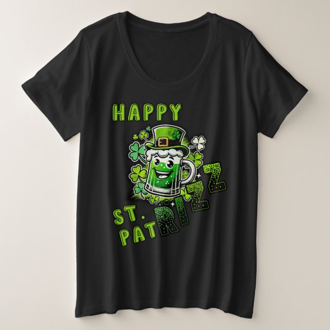 Happy St. Pat Rizz Day Große Größe T-Shirt (Design vorne)