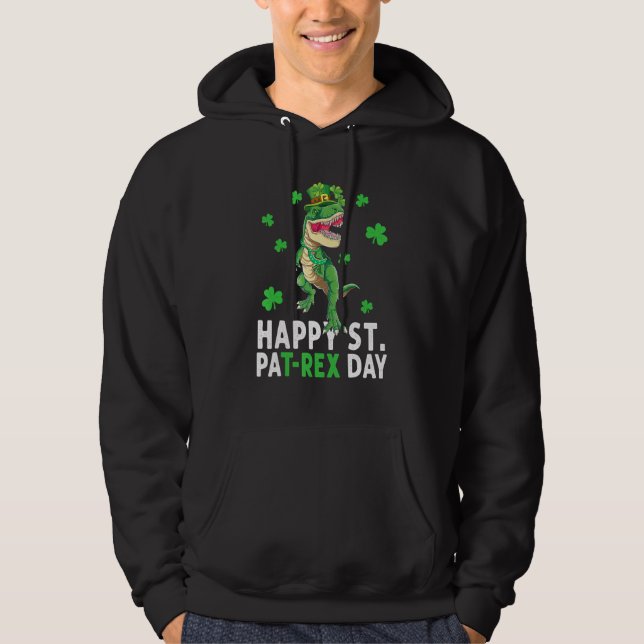 Happy St Pat T Rex Saint Patrick's Day Dinosaur Bo Hoodie (Vorderseite)
