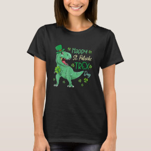 Happy St Pat T Rex Saint Patrick's Day Dinosaur Bo T-Shirt