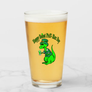 Happy St Pat T-Rex Saint Patrick's Day Dinosaur Glas