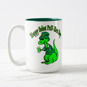 Happy St Pat T-Rex Saint Patrick's Day Dinosaur Zweifarbige Tasse