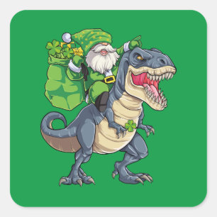 Happy St Pat T Rex Saint Patrick's Day Leprechaun Quadratischer Aufkleber