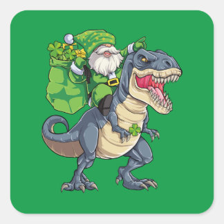 Happy St Pat T Rex Saint Patrick's Day Leprechaun Quadratischer Aufkleber