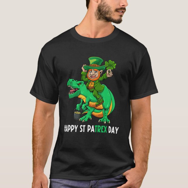 Happy St Pat Trex Day Dino St Patricks Day Leprech T-Shirt (Vorderseite)