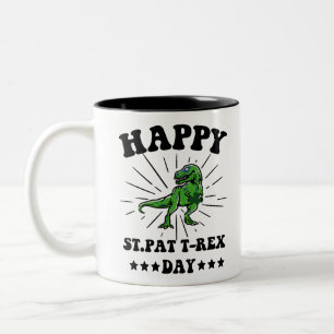 Happy St Pat Trex Day Dino St Patricks Day Zweifarbige Tasse