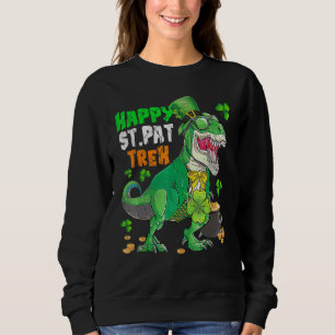 Happy St Pat Trex Day Saint Patrick Dinosaur Boys Sweatshirt