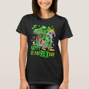 Happy St Pat Trex Day Saint Patrick Dinosaur Boys T-Shirt