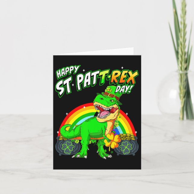 Happy St Pat Trex Day St Patricks Day Niedlich Din Karte (Vorderseite)