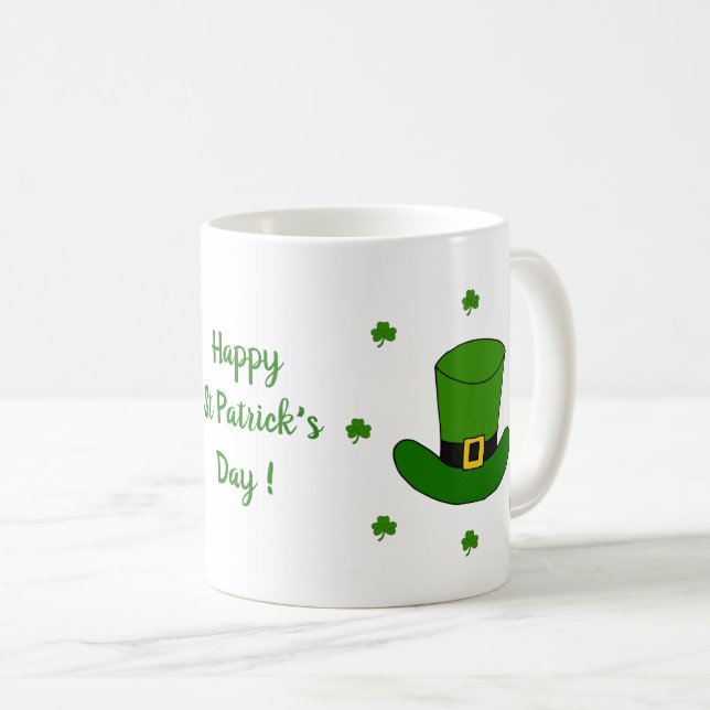 Happy St Patri Minimaliste Cute Coffee Mug (Devant droit)
