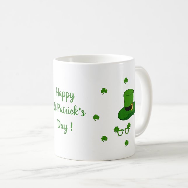 Happy St Patri Minimalistische Niedliche Kaffee Ta Kaffeetasse (VorderseiteRechts)