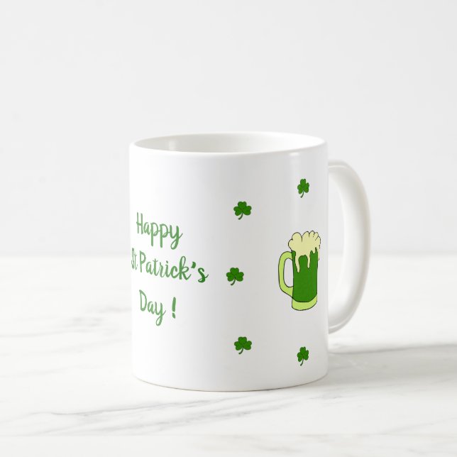 Happy St Patri Minimalistische Niedliche Kaffee Ta Kaffeetasse (VorderseiteRechts)