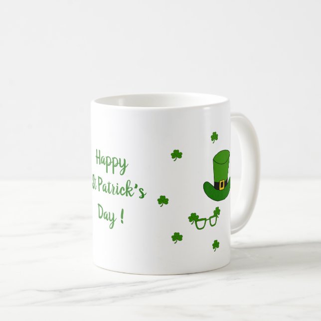 Happy St Patri Minimalistische Niedliche Kaffee Ta Kaffeetasse (VorderseiteRechts)