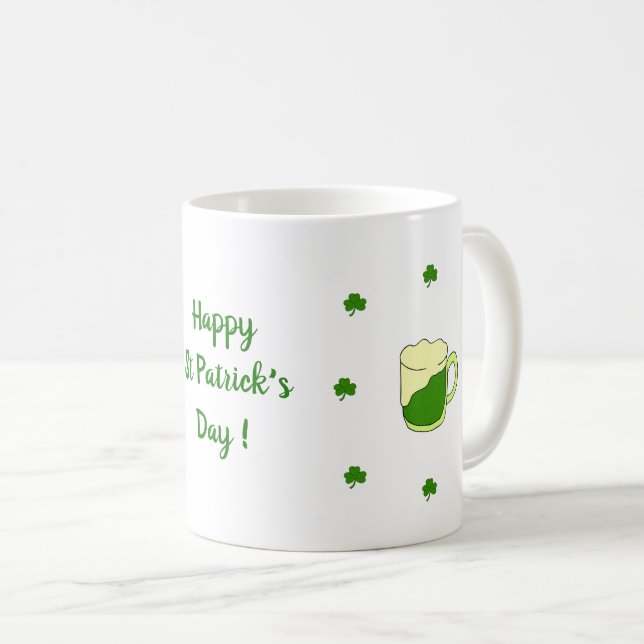 Happy St Patri Minimalistische Niedliche Kaffee Ta Kaffeetasse (VorderseiteRechts)