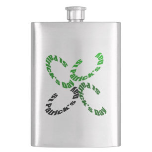 Happy St Patrick 4-Blatt Kleeblatt Flachmann