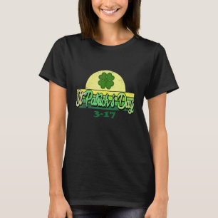 Happy St Patrick Day 3 17 Funny Kleeblatt Retro Vi T-Shirt