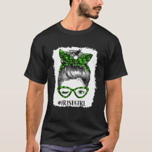 Happy St Patrick Day Funny Messy Bun Kleeblatt Ban T-Shirt