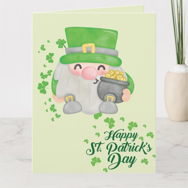 Happy-st-Patrick-Day-Gnome Karte (Vorderseite)