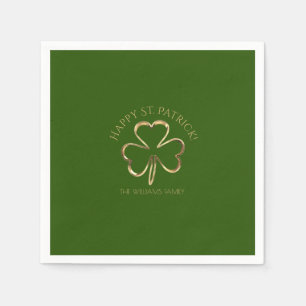 Happy St. Patrick Green und Gold Clover Kleeblatt Serviette